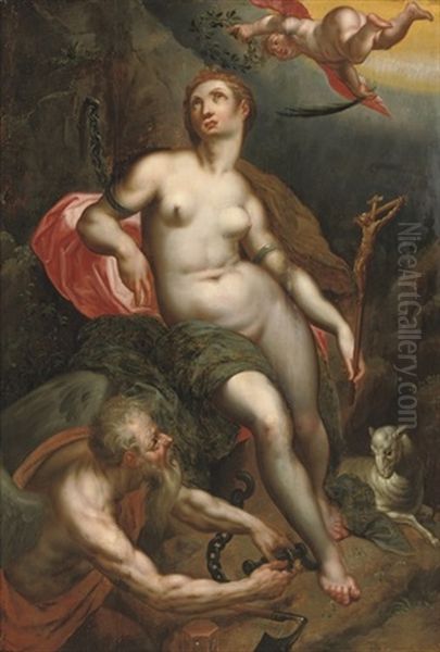 An Allegory Of Time Releasing Faith Oil Painting by Jacob De Backer