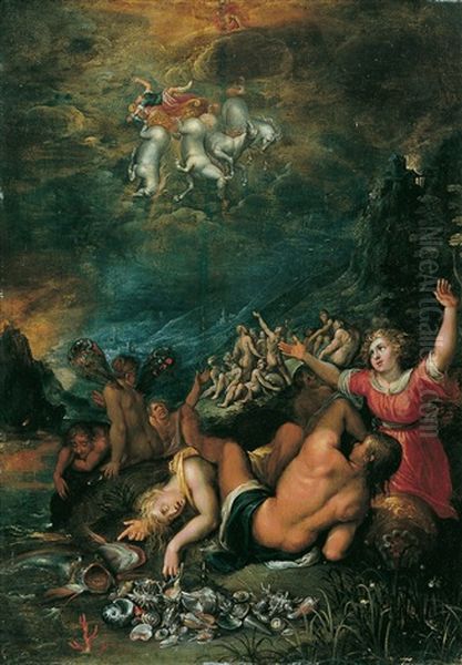 Der Sturz Des Phaeton (nach Ovid, Met., Lib. Ii, P. 38ff.) Oil Painting by Jacob De Backer