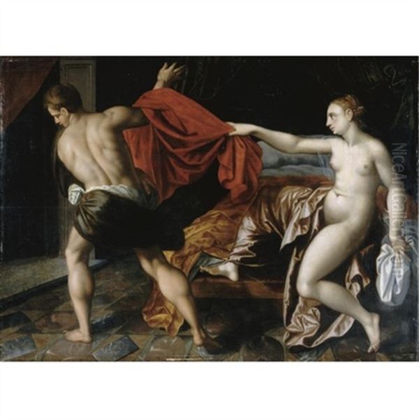 Joseph And Potiphar's Wife Oil Painting by Jacob De Backer