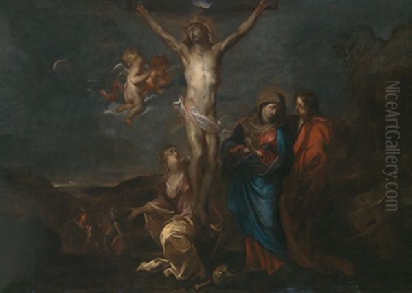 Der Gekreuzigte Christus Mit Assistenzfiguren Und Engeln Oil Painting by Gillis Backereel