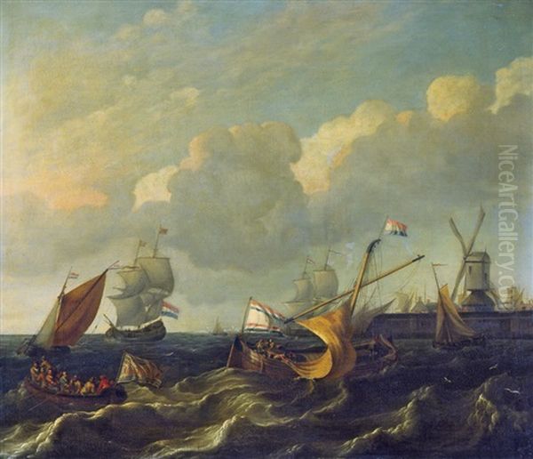 Schiffe Auf Dem Ij Oil Painting by Ludolf Backhuysen the Elder