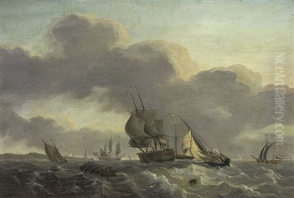 Segelschiffe Auf Bewegter See Oil Painting by Ludolf Backhuysen the Elder