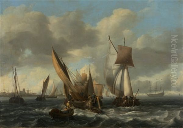 Segelschiffe In Kustennahe Oil Painting by Ludolf Backhuysen the Elder