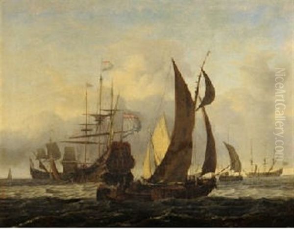 Navires En Pleine Mer Oil Painting by Ludolf Backhuysen the Elder