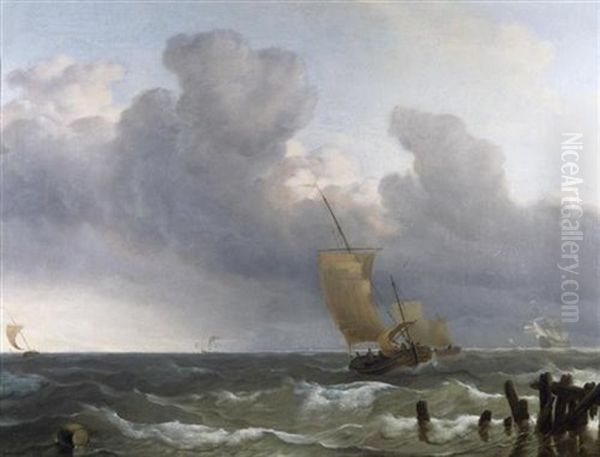 Marine. Segelschiffe Vor Der Hollandischen Kuste Oil Painting by Ludolf Backhuysen the Elder