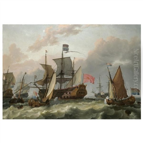 The Departure Of William Iii And Mary Of Orange Oil Painting by Ludolf Backhuysen the Elder