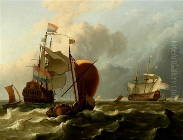 Dutch Men-of-war Oil Painting by Ludolf Backhuysen the Elder