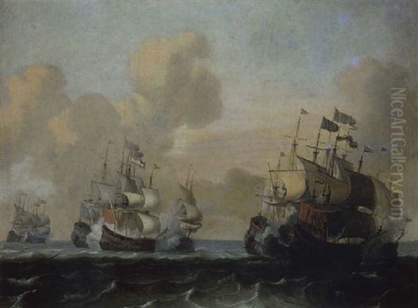 Kriegsschiffe Auf Hoher See Oil Painting by Ludolf Backhuysen the Elder