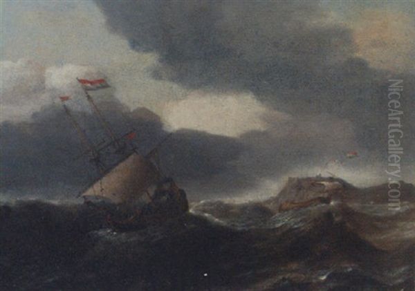 Shipping In A Swell Oil Painting by Ludolf Backhuysen the Elder