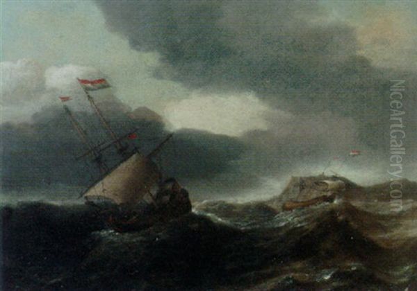 Shipping In A Swell Oil Painting by Ludolf Backhuysen the Elder