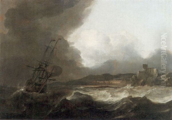 Skepp Vid Stormig Kust Oil Painting by Ludolf Backhuysen the Elder