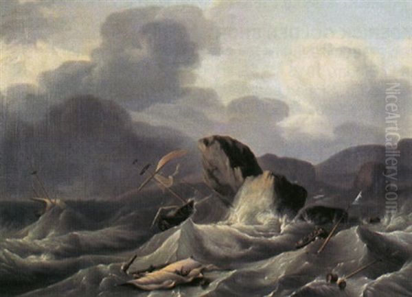 Shipwreck Oil Painting by Ludolf Backhuysen the Elder