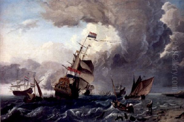 Marine De Haute Mer Oil Painting by Ludolf Backhuysen the Elder