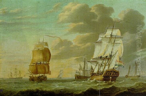 Shipping In Choppy Seas Oil Painting by Ludolf Backhuysen the Elder