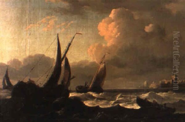 Marin Med Segelfartyg Oil Painting by Ludolf Backhuysen the Elder