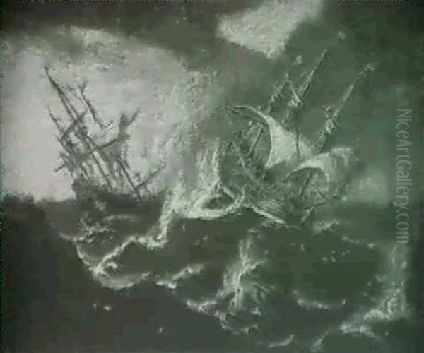 Storm At Sea Oil Painting by Ludolf Backhuysen the Elder