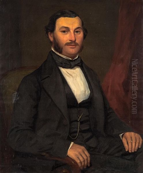 (i) Portrait Of Robert Mcphillamy (circa 1850), (ii) Portrait Of Catherine Mcphillamy (circa 1850) Oil Painting by Joseph Backler