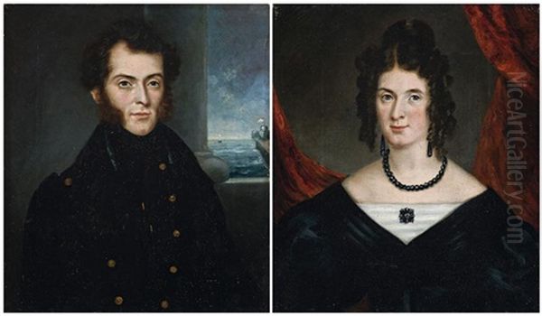 A Naval Officer And His Wife Oil Painting by Joseph Backler