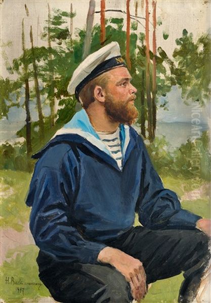 Sailor Oil Painting by Hugo Backmansson