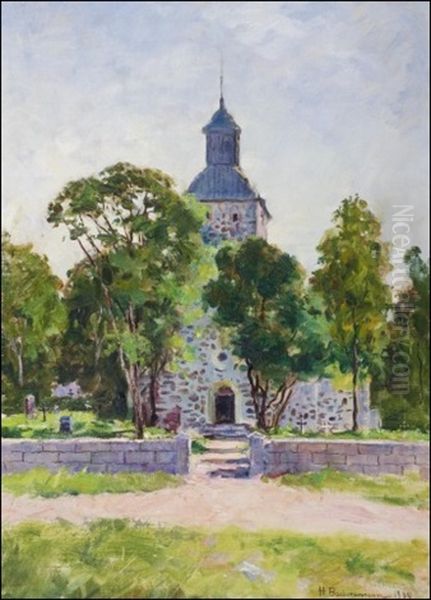 Korppoon Kirkko - Korpo Kyrka Oil Painting by Hugo Backmansson