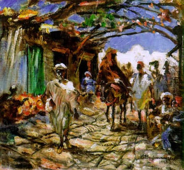 Kaupankayntia, Marrakesh Oil Painting by Hugo Backmansson