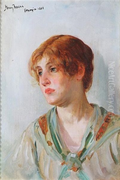 Portrait Of A Lady (venice) Oil Painting by Henry Bacon