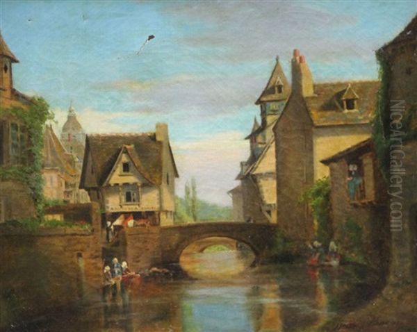 Village Oil Painting by Henry Bacon