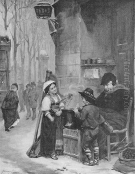 The Chestnut Vendor Oil Painting by Henry Bacon