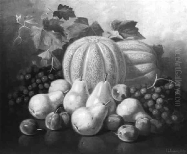 Still Life With Melons, Grapes, Plums And Pears Oil Painting by Irving Lewis Bacon