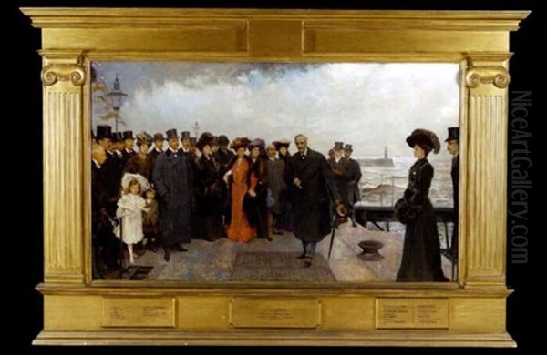 In Commemoration Of The Opening Of Seaham Dock By The Right Honourable A.j. Balfour, November 1905 Oil Painting by John Henry Frederick Bacon