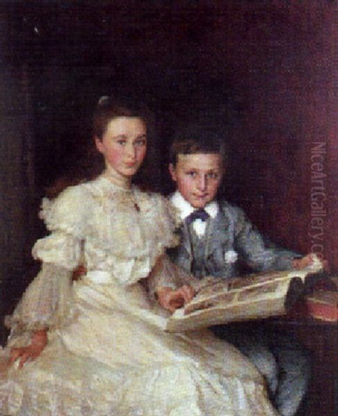 Ivy And Jamie, Children Of C.w. Bartholemew, Esq. Oil Painting by John Henry Frederick Bacon