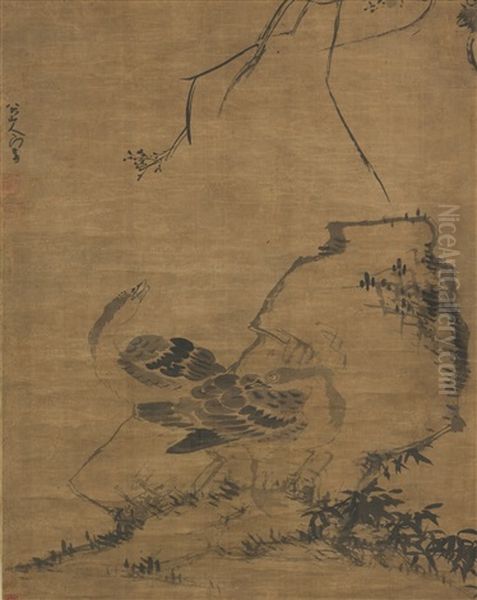 Rock, Bamboo And Ducks Oil Painting by  Bada Shanren