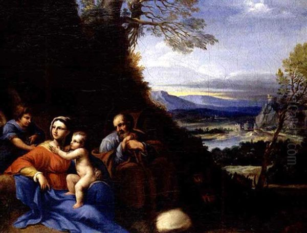 Rest On The Flight Into Egypt Oil Painting by Sisto Badalocchio