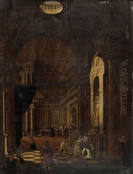 Scene De Sacrifice Dans Une Architecture Oil Painting by Hans Jurriaensz van Baden