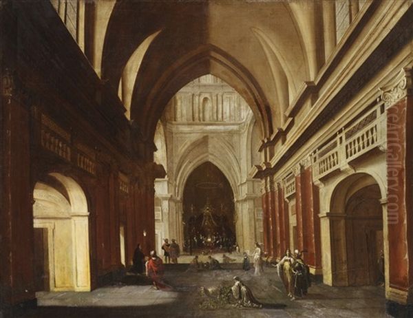 A Pagan Sacrifice In A Temple Oil Painting by Hans Jurriaensz van Baden