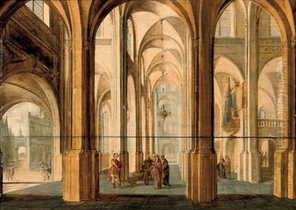 A Church Interior With Alexander The Great Cutting The Gordian Knot Oil Painting by Hans Jurriaensz van Baden