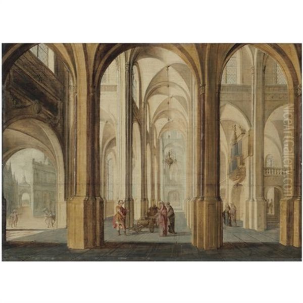 A Church Interior With Alexander The Great Cutting The Gordian Knot Oil Painting by Hans Jurriaensz van Baden