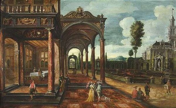 Blick In Den Lustgarten Eines Renaissancepalastes Mit Loggia Oil Painting by Hans Jurriaensz van Baden