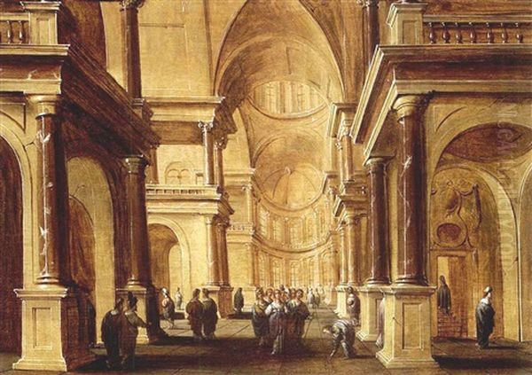 Christ And The Woman Taken Into Adultery In A Church Interior Oil Painting by Hans Jurriaensz van Baden