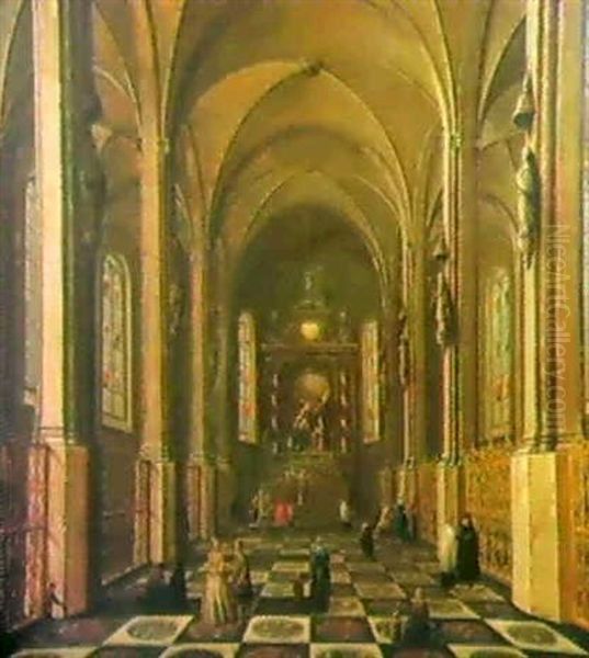 Kircheninneres Mit Vielen Figuren. Oil Painting by Hans Jurriaensz van Baden