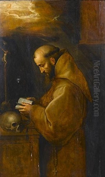 Saint Anthony Of Padua In Prayer Oil Painting by Frans Badens the Younger