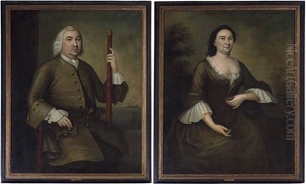 Portrait Of Mr. Andrew Sigourney (+ Portrait Of Mrs. Andrew Sigourney; Pair) by Joseph Badger