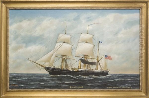 The Last Cruise Of The U.s.s. Kearsarge Oil Painting by Solon Francis Montecello Badger