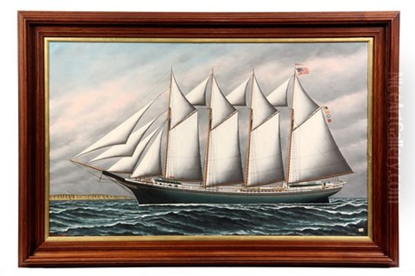 Ship's Portrait Of The Clifford N. Carver by Solon Francis Montecello Badger