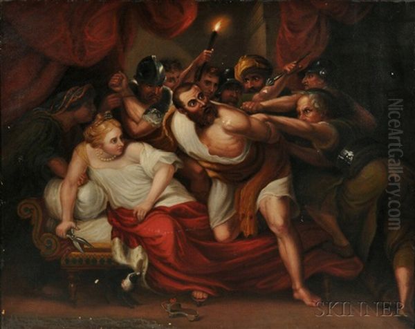 Samson Taken By The Philistines Oil Painting by Thomas Badger