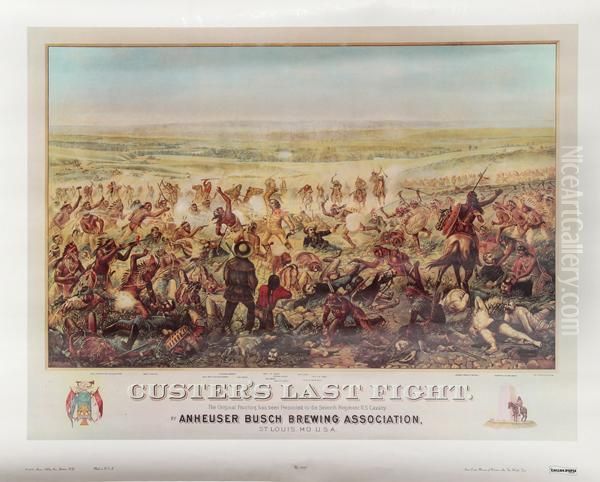 Custers Last Fight, Anheuser Busch Oil Painting by Cassily Adams