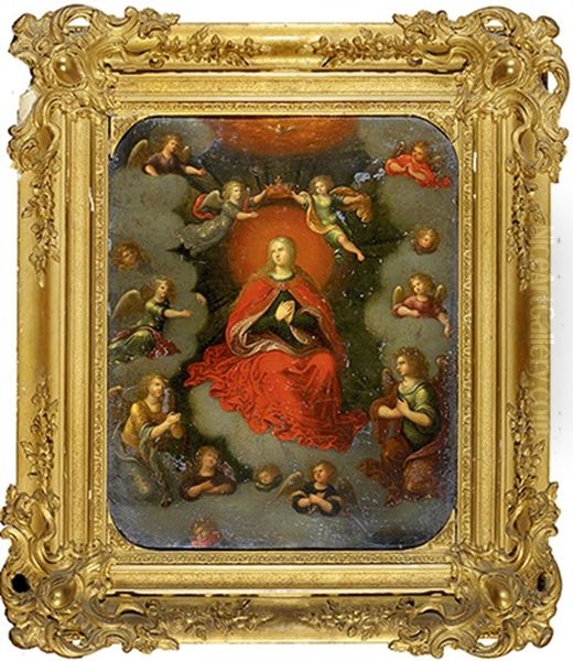 Vierge En Gloire Entoure D'anges Oil Painting by Cornelis de Baellieur the Elder