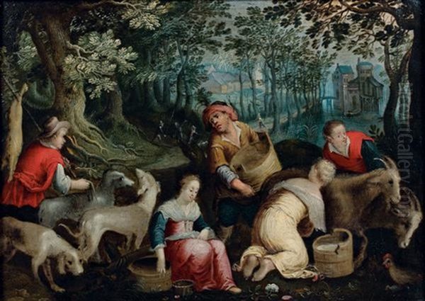 Le Printemps (after Jacopo Bassano) Oil Painting by Cornelis de Baellieur the Elder