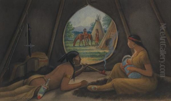 View From The Interior Of A Tipi Oil Painting by Cassily Adams