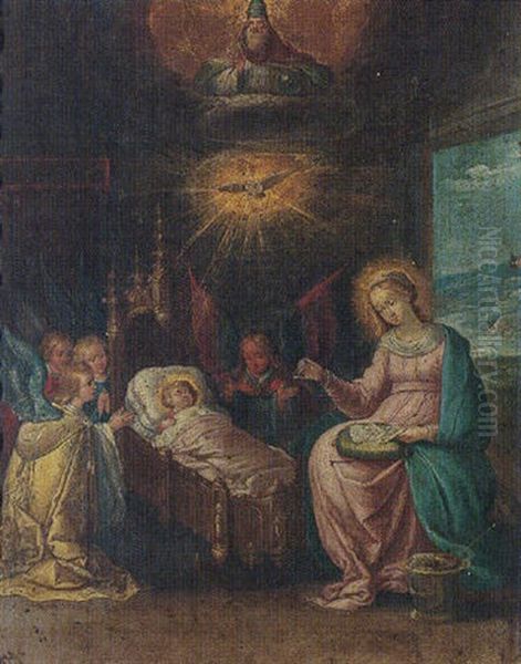 The Adoration Of The Christ Child Oil Painting by Cornelis de Baellieur the Elder